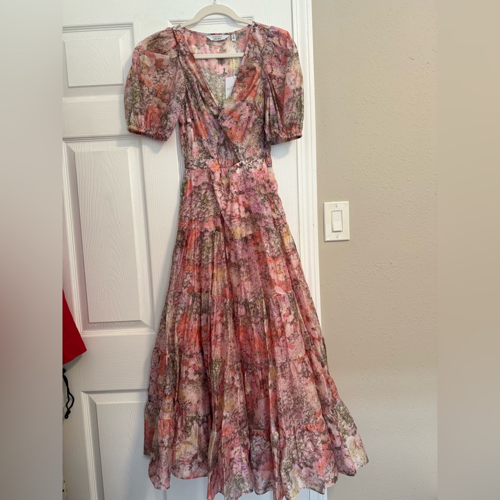 & Other Stories Pink Tiered Wrap Maxi Dress